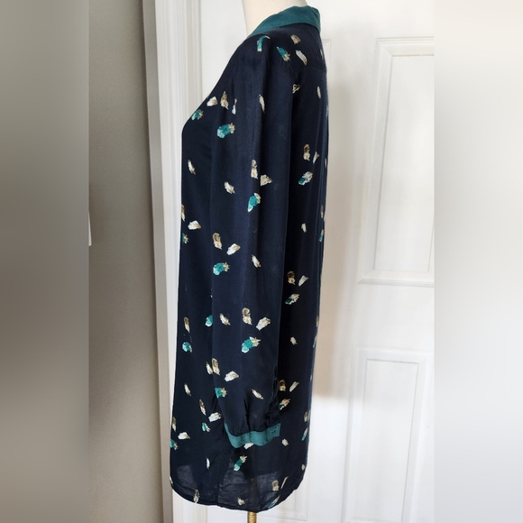 Zara Collection Feather Print Tunic Shirt Dress with Pockets - Size Medium - Picture 8 of 10